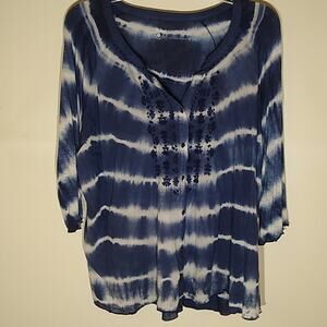 Indigo Womens size 2X blue tie dye top